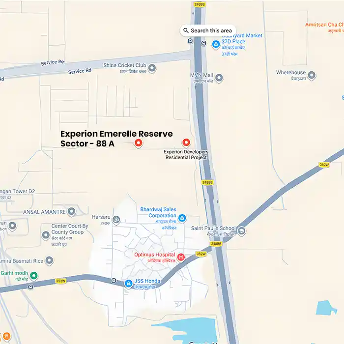Experion Sector 88A Location Map gurgaon